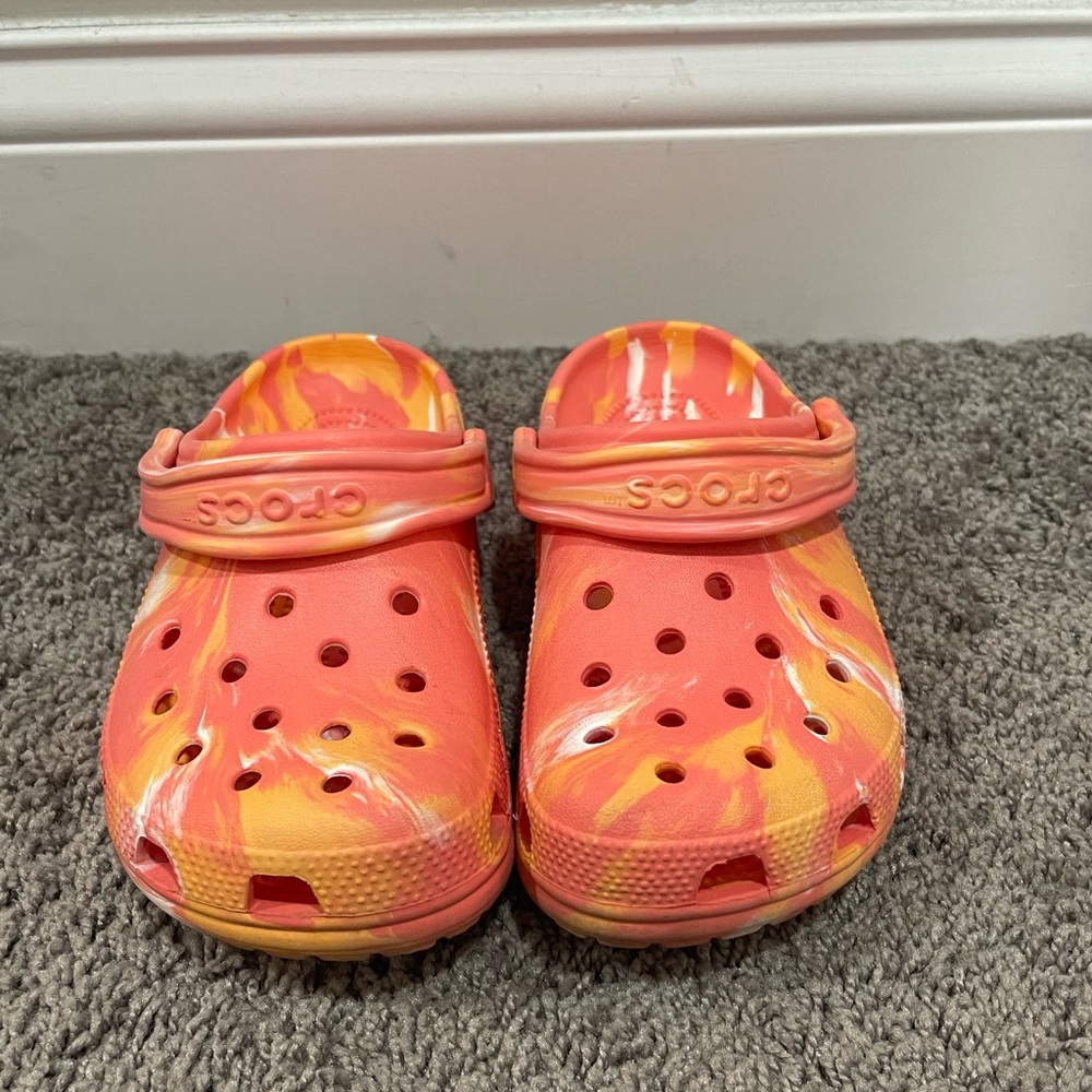 Orange Tie-Dye Crocs